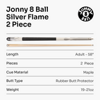 Jonny 8 Ball Flame 58-inch 2-piece cue Cue + Case