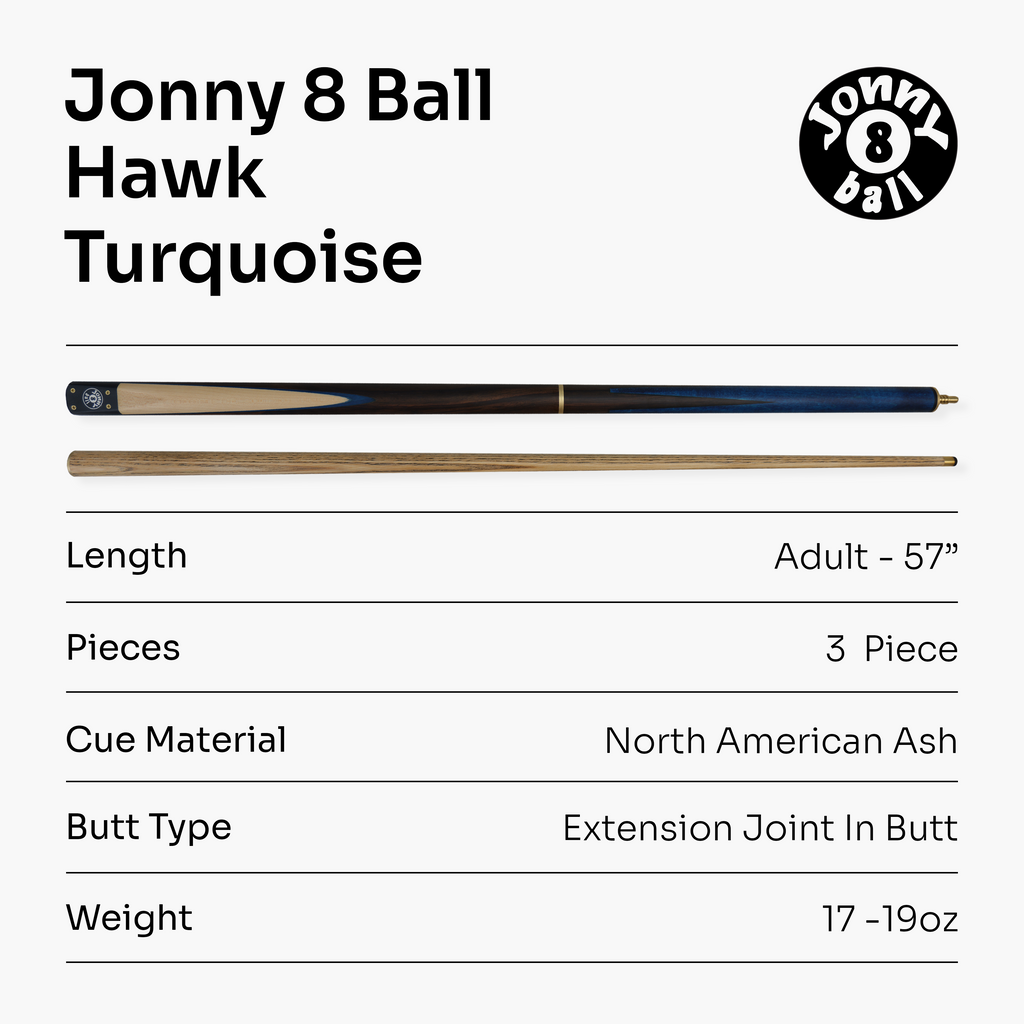 Jonny 8 Ball Hawk adjustable 3-piece pool cue Cue + Case