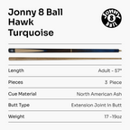 Jonny 8 Ball Hawk adjustable 3-piece pool cue Cue + Case