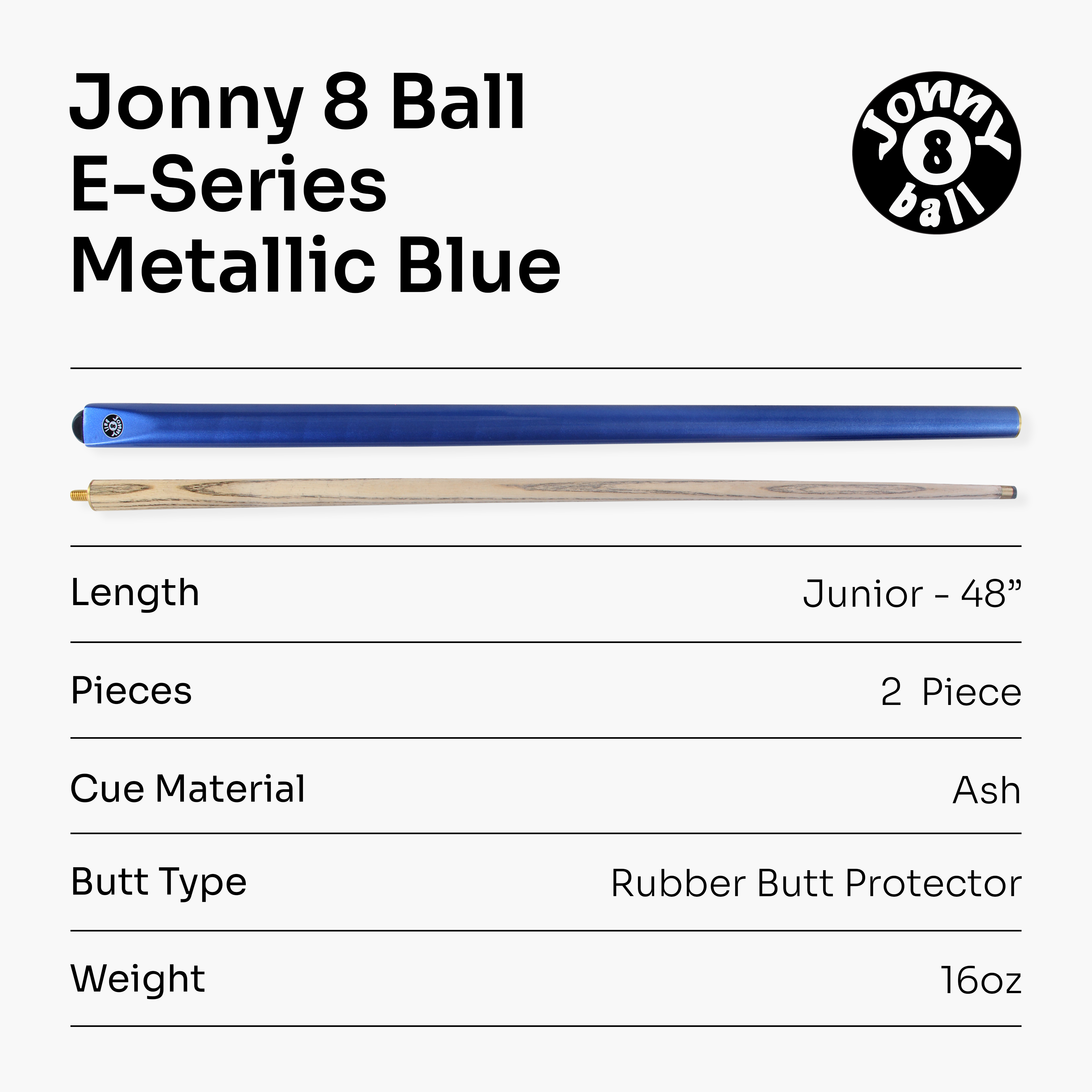 Jonny 8 Ball Metallic E-Series 2-piece cue Cue + Case