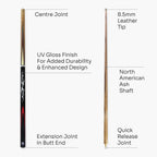 Jonny 8 Ball Silver Smoke 57-inch 2-piece pool cue Cue + Case
