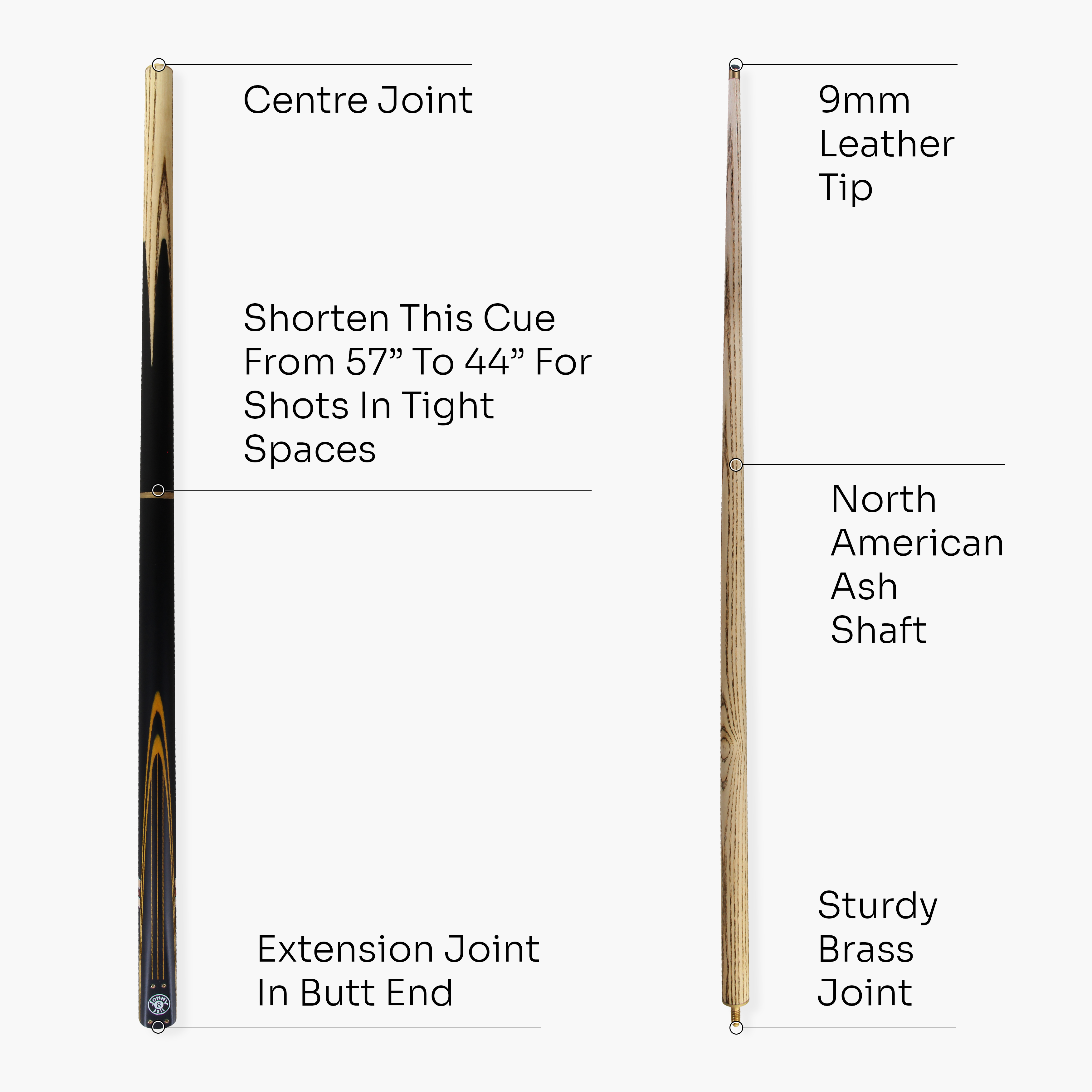 Jonny 8 Ball adjustable 57-inch 3-piece cue Cue + Case