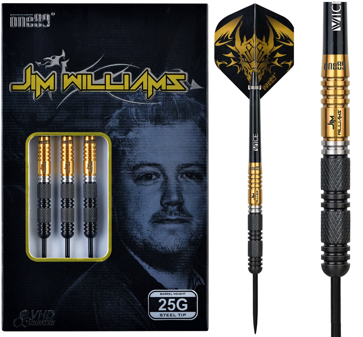 One80 Jim Williams Black & Gold 90% GW Darts