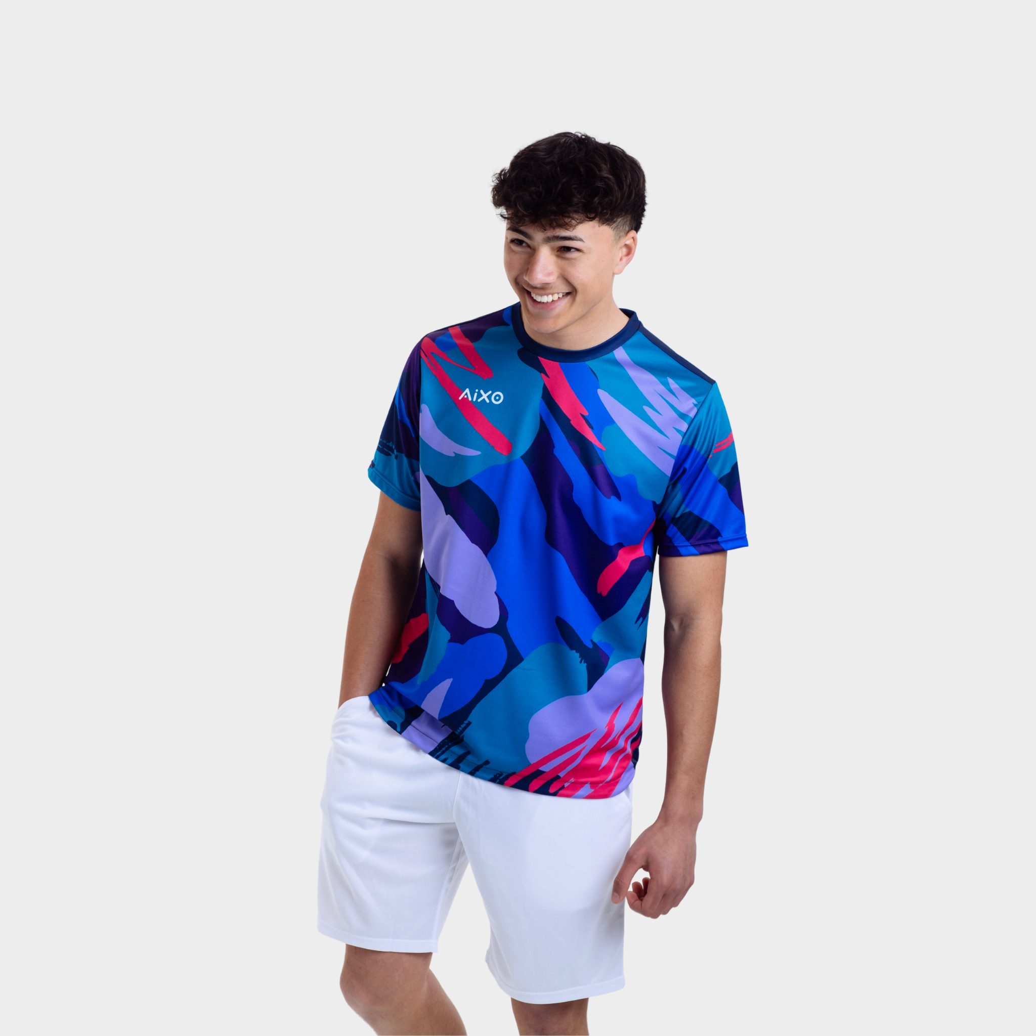 Aixo Abstract Mens Top Multicolour Dark Aixo