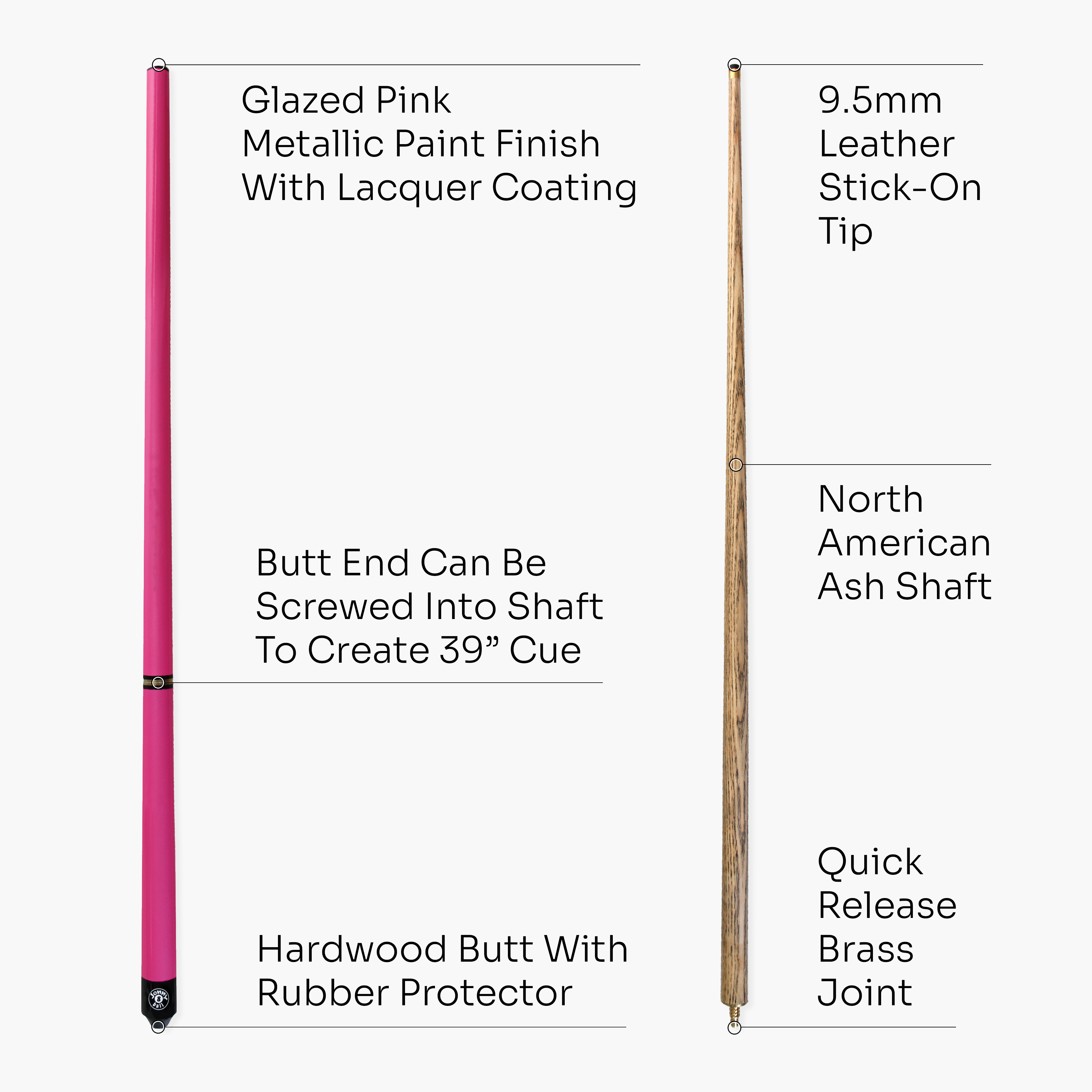 Jonny 8 Ball Triad 57-inch adjustable 3-piece cue Cue + Case