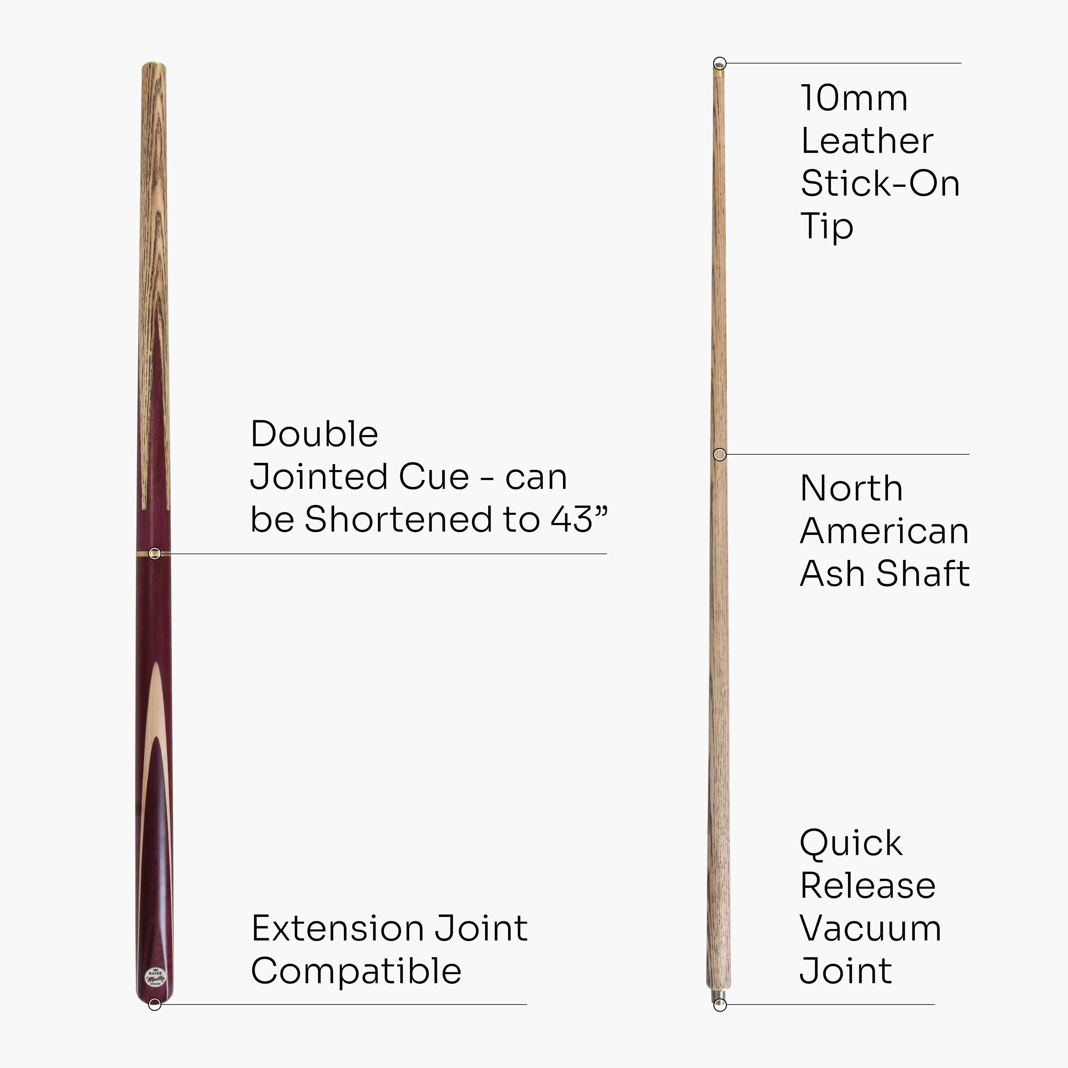 Baize Master Purple Heart 57-inch adjustable 3-piece cue Cue + Case