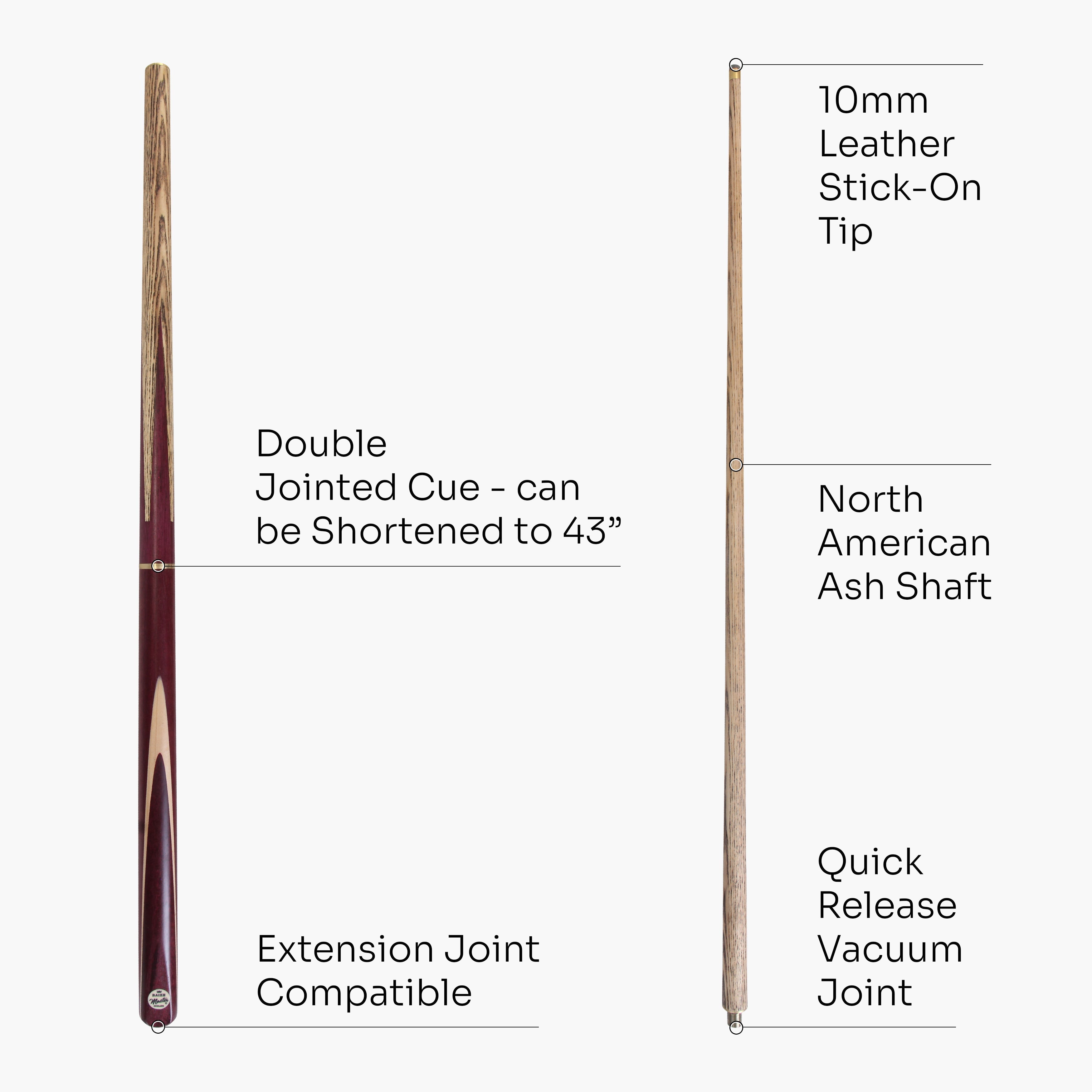 Baize Master Purple Heart adjustable cue and case set Cue + Case