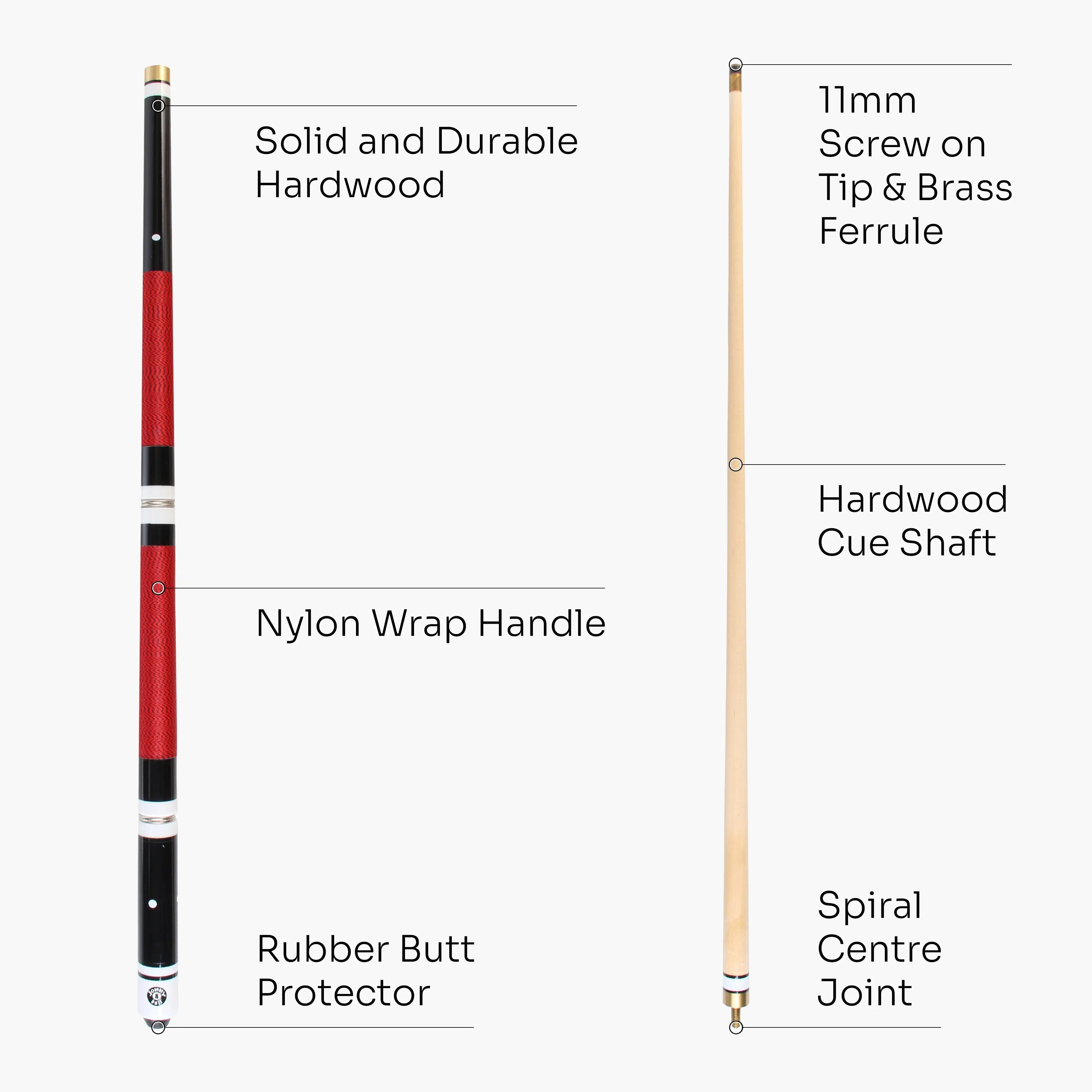 Jonny 8 Ball adjustable 4-piece cue with spare tips Cue + Case