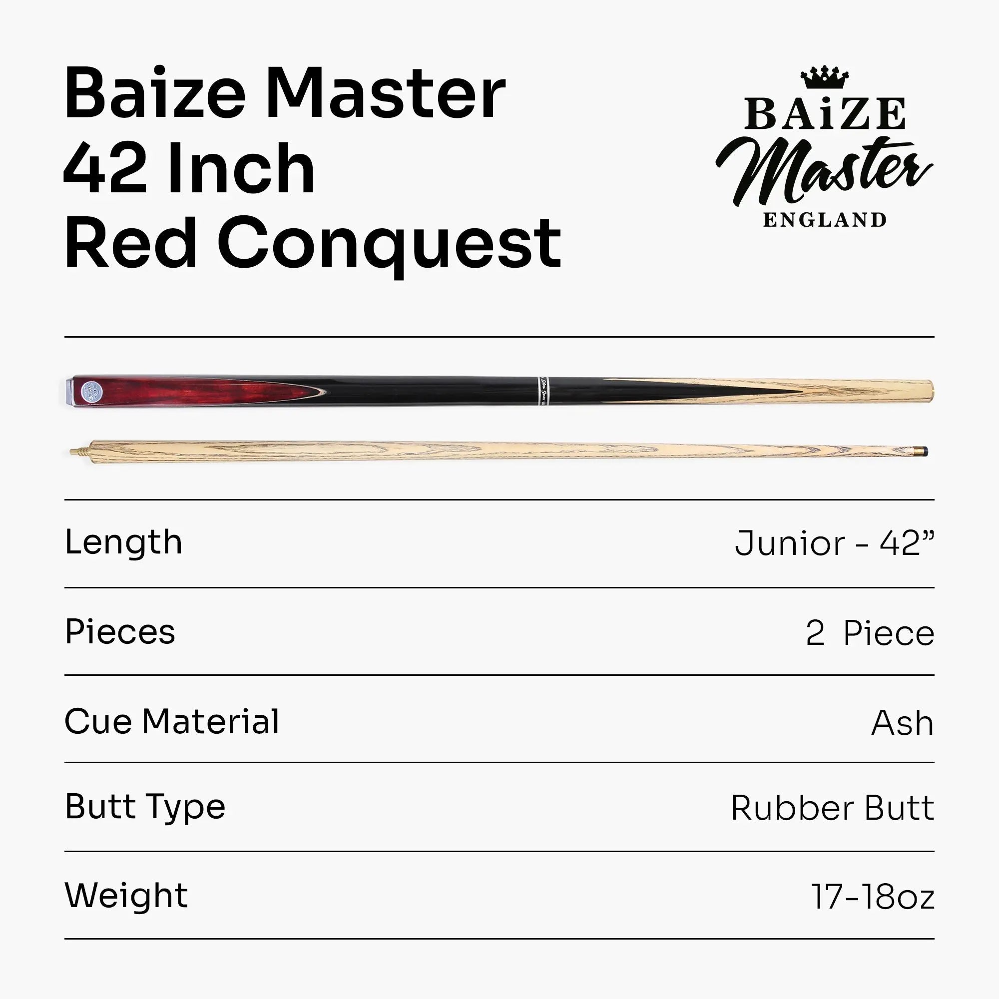 Baize Master Conquest 42-inch junior 2-piece cue Cue + Case