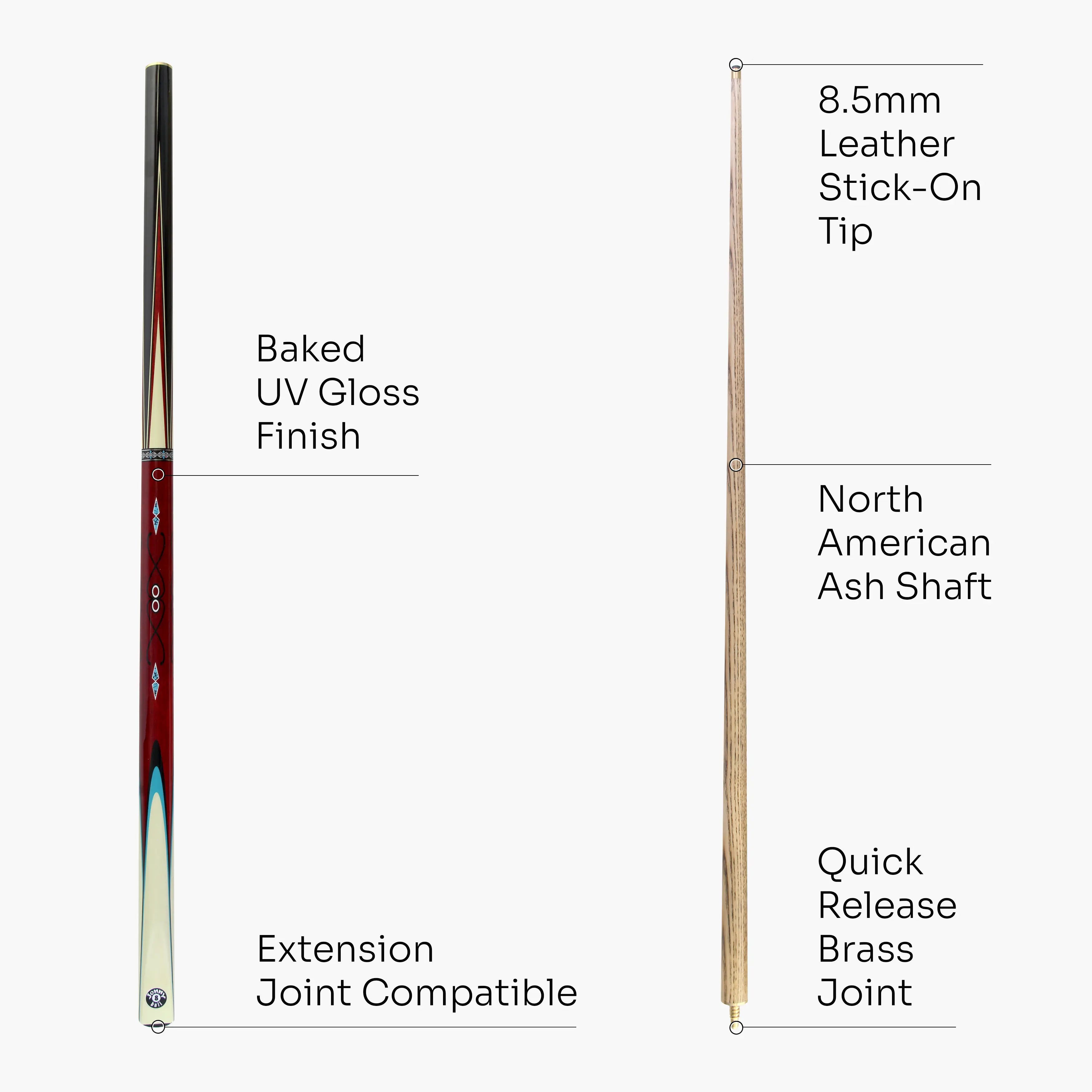 Jonny 8 Ball Comet 57-inch 2-piece pool cue Cue + Case