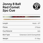 Jonny 8 Ball Comet 57-inch 2-piece pool cue Cue + Case