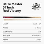Baize Master Victory 57-inch 2-piece cue - 9.5mm tip Cue + Case