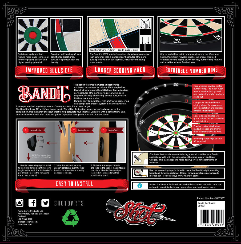 Shot Bandit Dartboard GW Darts