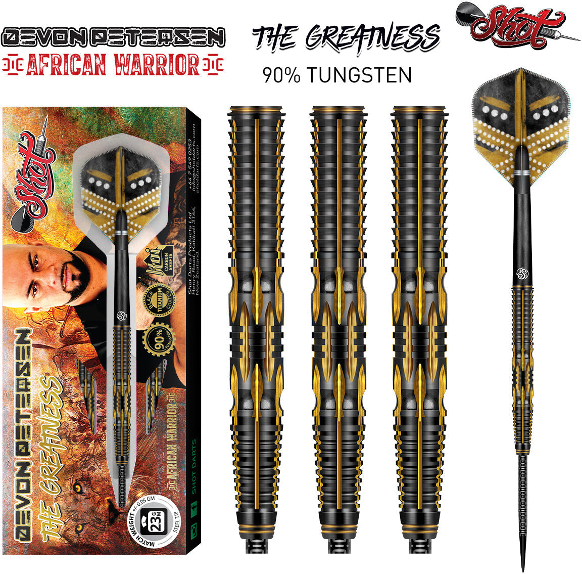 Shot Devon Peterson The Greatness 90% steeltip darts GW Darts