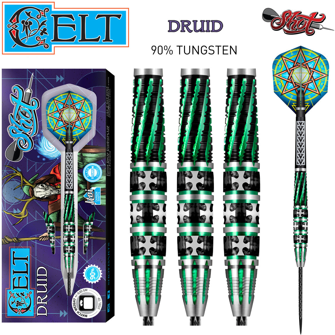 Shot Celt Druid 90% Steeltip darts GW Darts