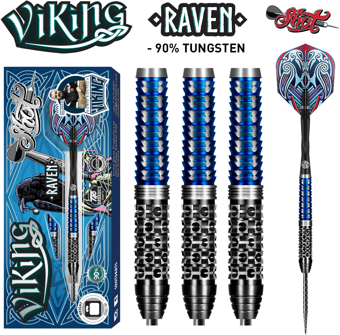 Shot Viking Raven 90% Steeltip darts GW Darts