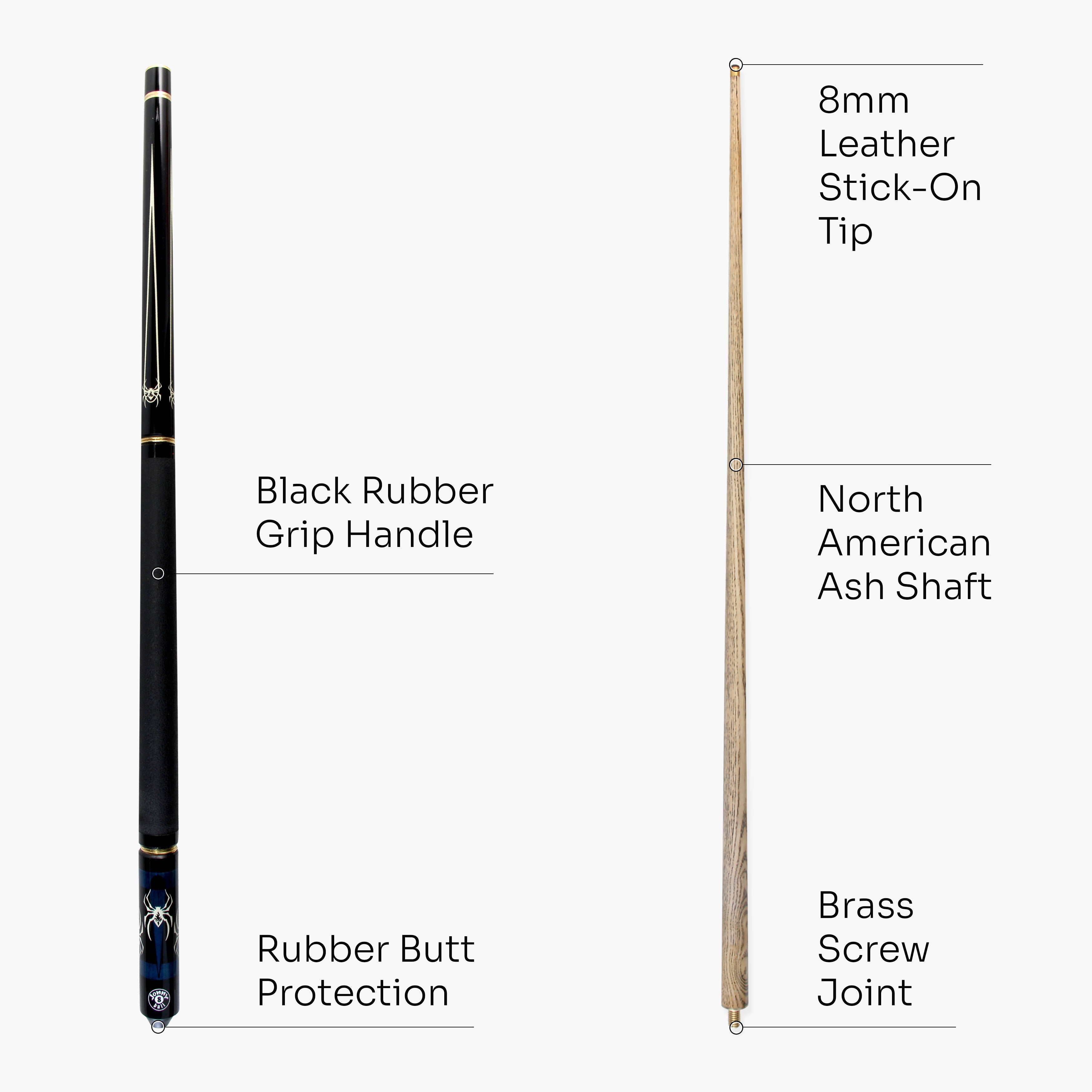 Jonny 8 Ball adjustable 57-inch 4-piece pool cue Cue + Case