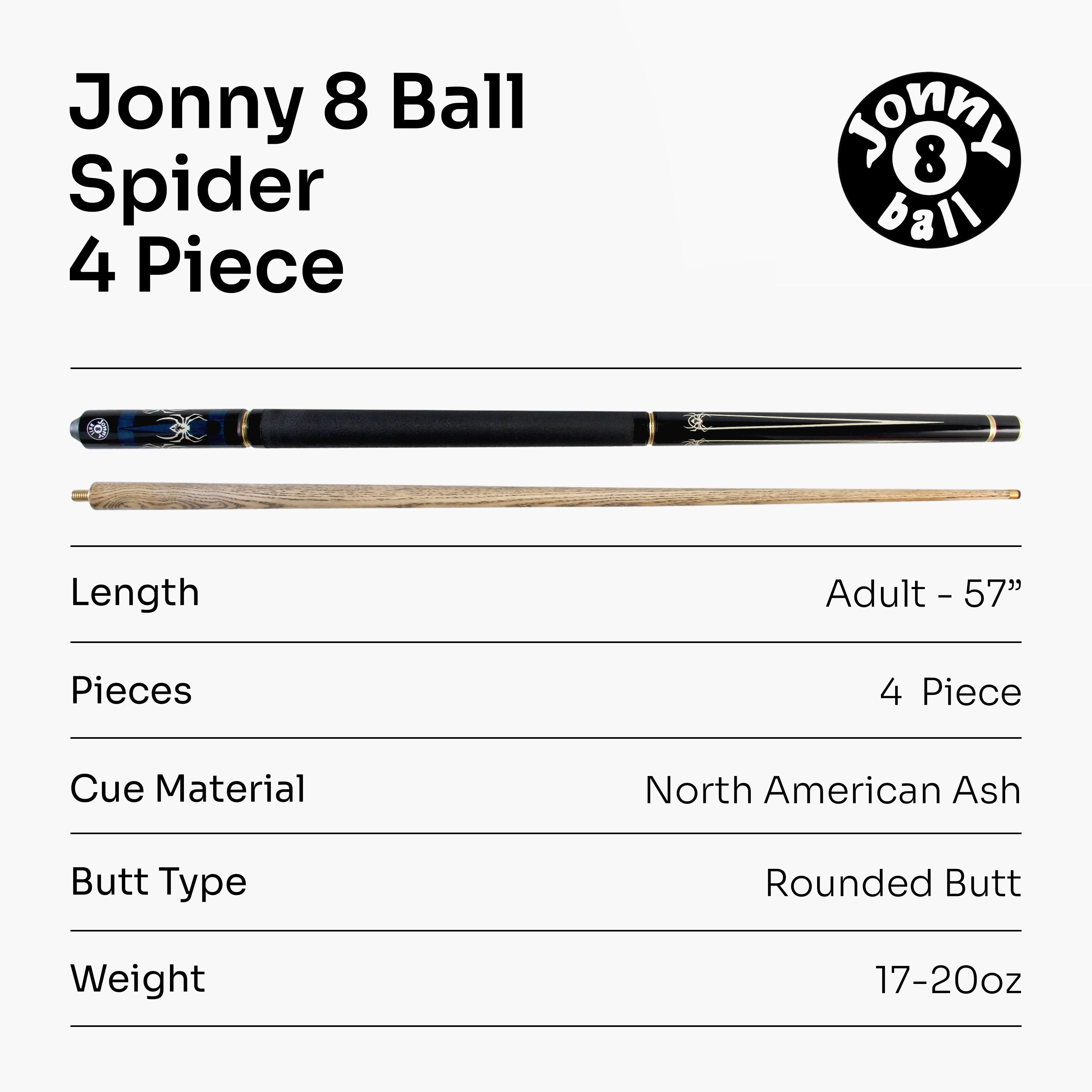 Jonny 8 Ball adjustable 57-inch 4-piece pool cue Cue + Case