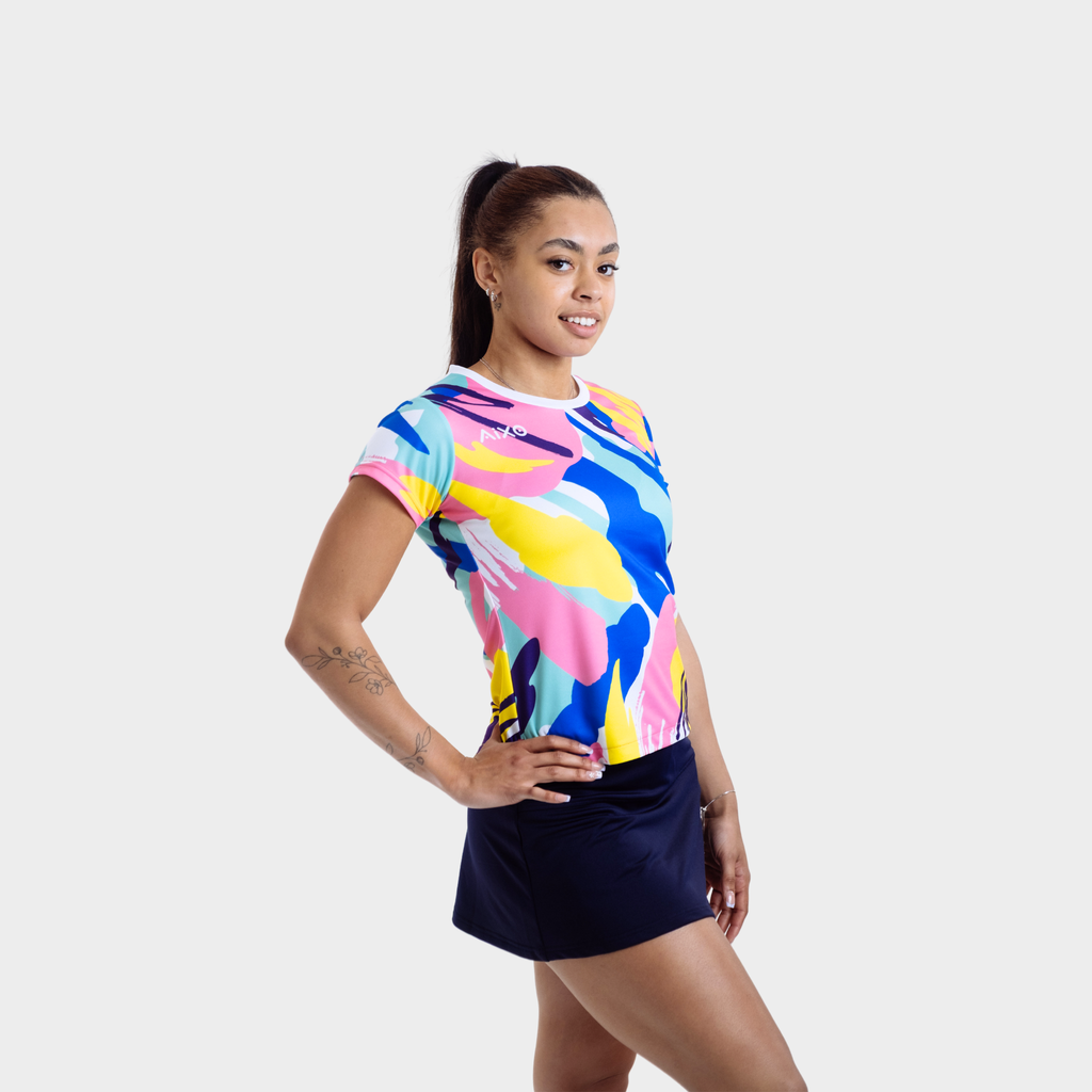 Aixo Abstract Womens Top Multicolour Dark Aixo
