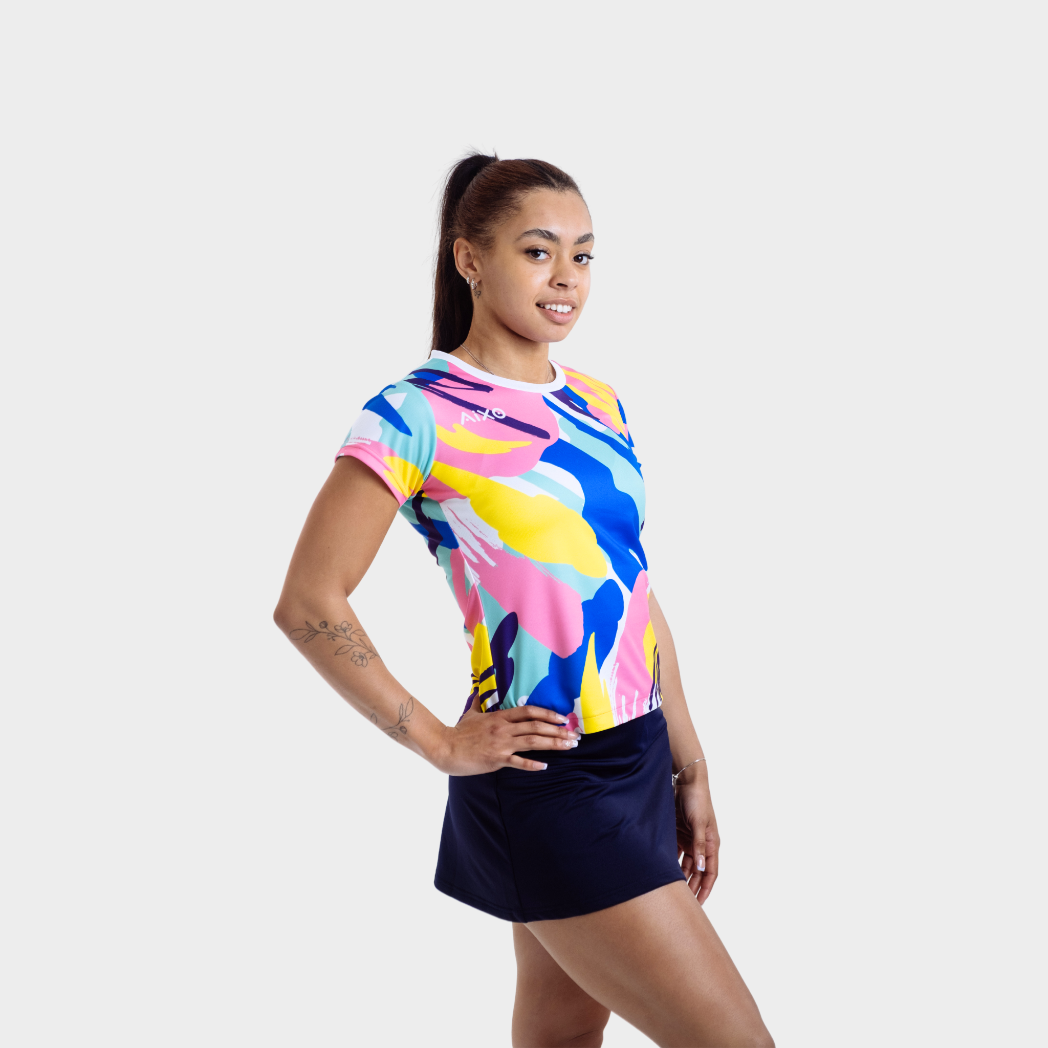 Aixo Abstract Womens Top Multicolour Dark Aixo