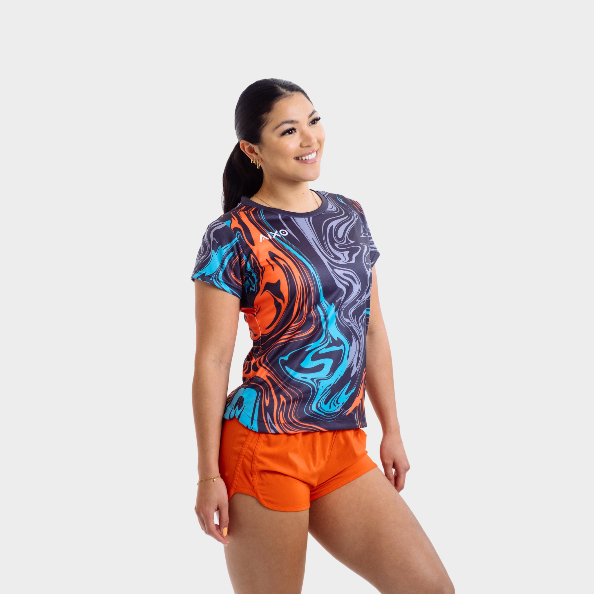 Aixo Chrome Womens Top Graphite Aixo