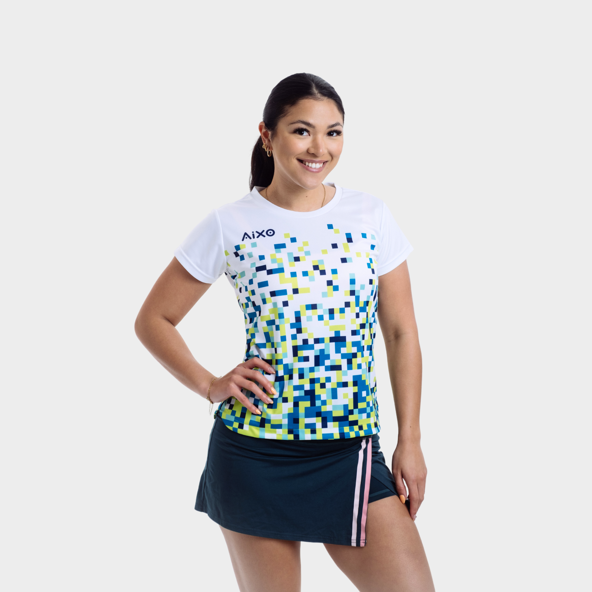 Aixo Pixel Womens Top Green Aixo