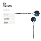 Bull's Ballista Steel dart 70% Tungsten set highlights