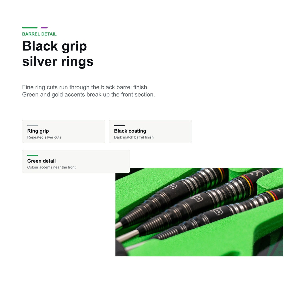 Bull's Brian Raman 90% black green grip detail
