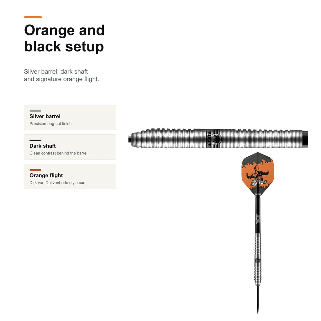 Bull's Dirk van Duijvenbode 90% darts orange and black setup