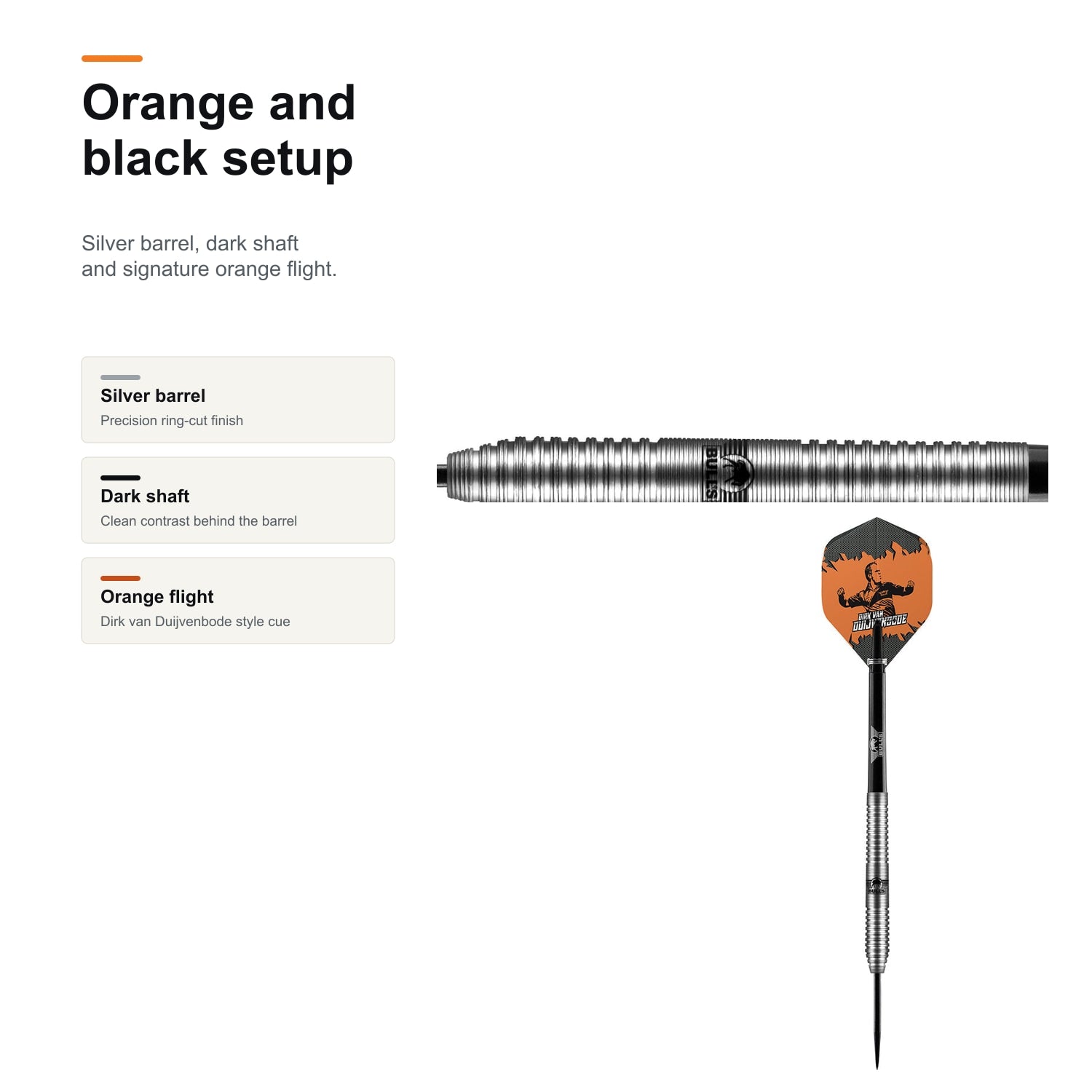 Bull's Dirk van Duijvenbode 90% darts orange and black setup