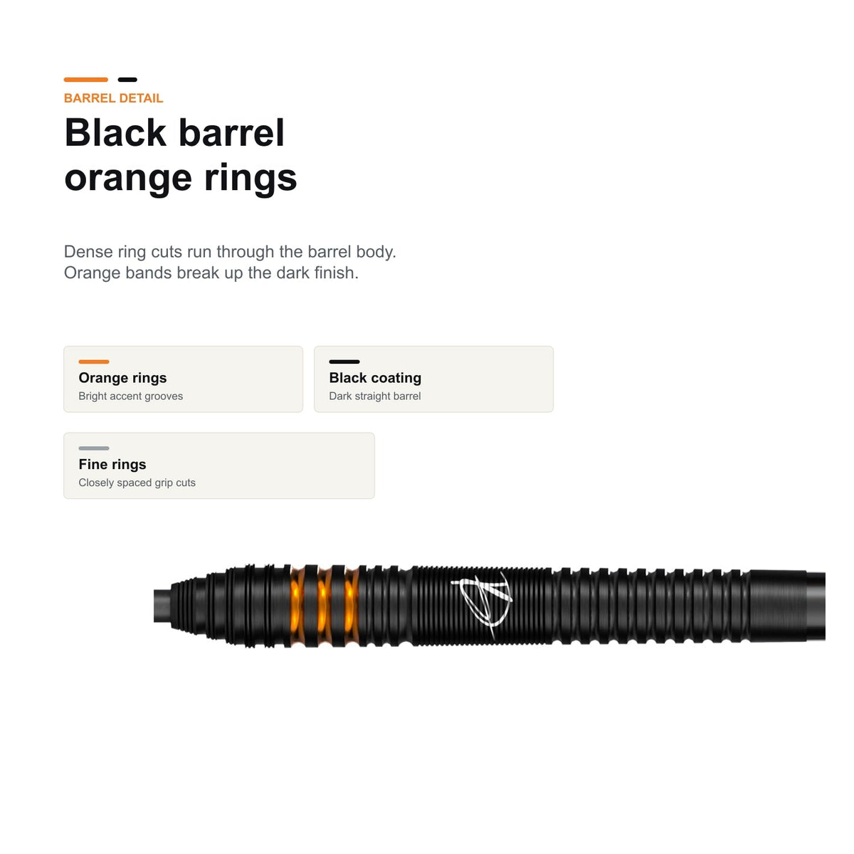 Bull's Dirk van Duijvenbode E2 90% black orange barrel detail