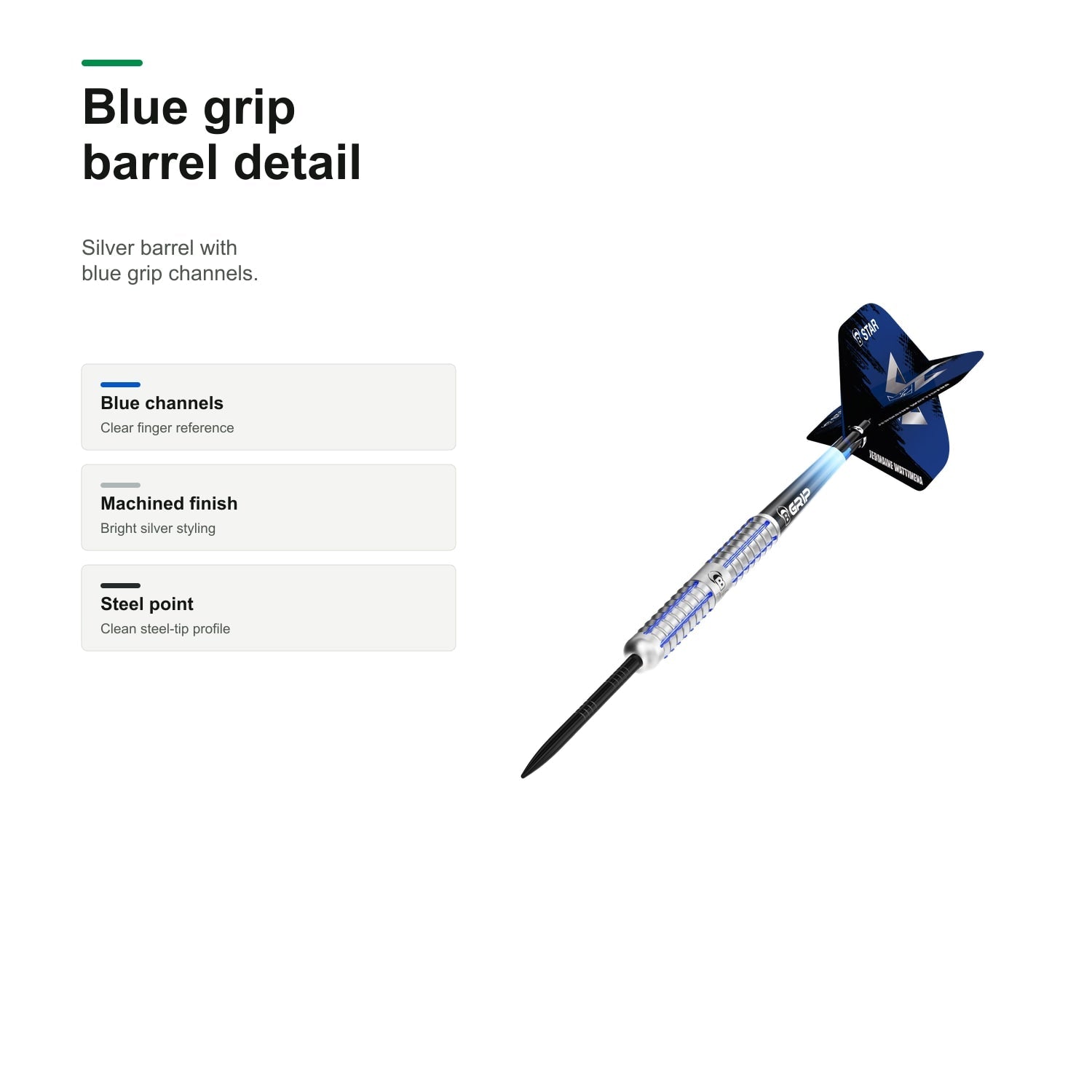 Bull's Jermaine Wattimena G2 90% Tungsten blue grip detail