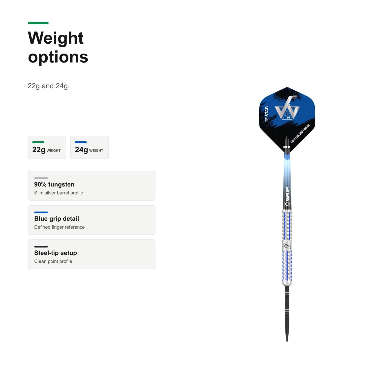 Bull's Jermaine Wattimena G2 90% Tungsten weight options