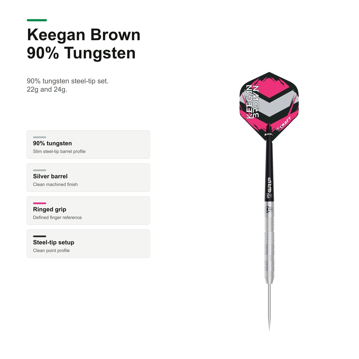 Bull's Keegan Brown 90% Tungsten darts product profile