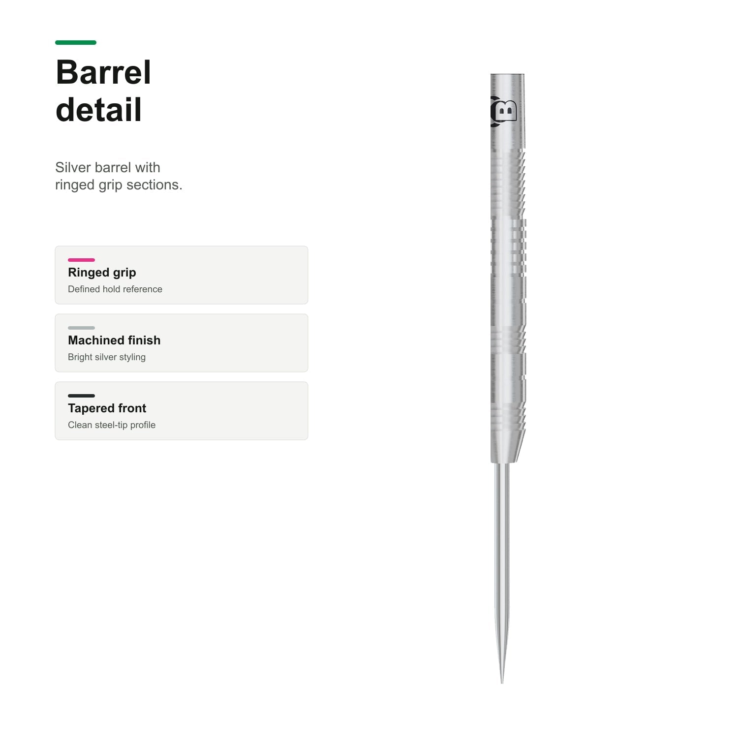 Bull's Keegan Brown 90% Tungsten darts silver barrel detail