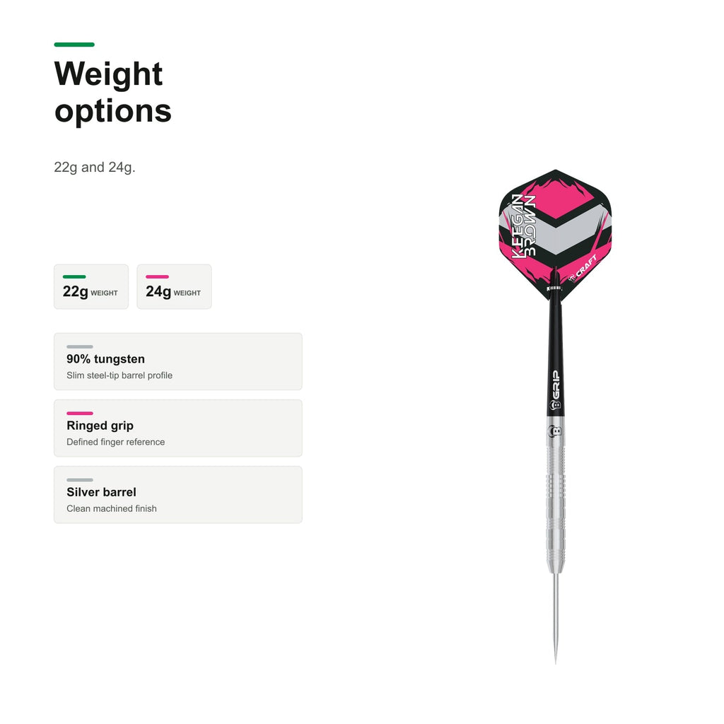 Bull's Keegan Brown 90% Tungsten darts weight options