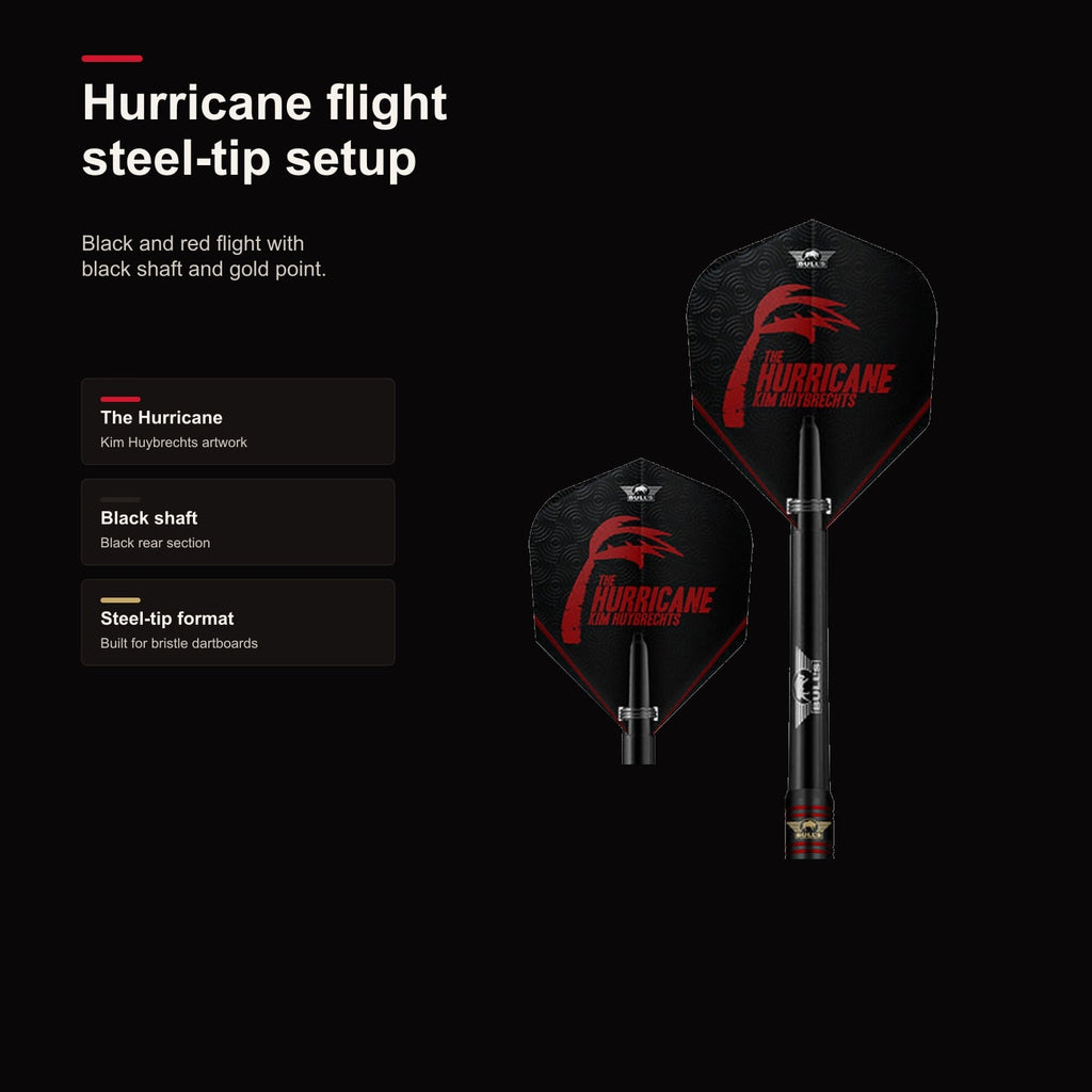 Bull's Kim Huybrechts 90% Black Titanium darts flight and steel-tip setup