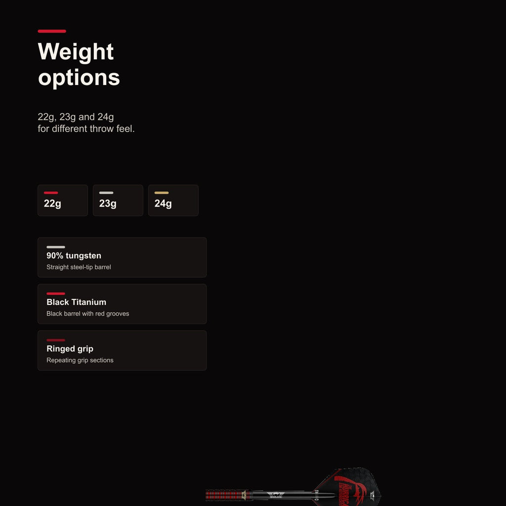Bull's Kim Huybrechts 90% Black Titanium darts 22g 23g 24g options