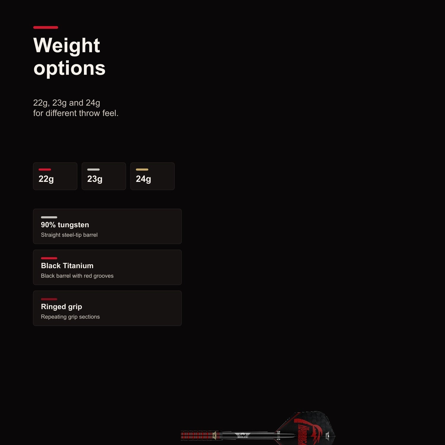Bull's Kim Huybrechts 90% Black Titanium darts 22g 23g 24g options
