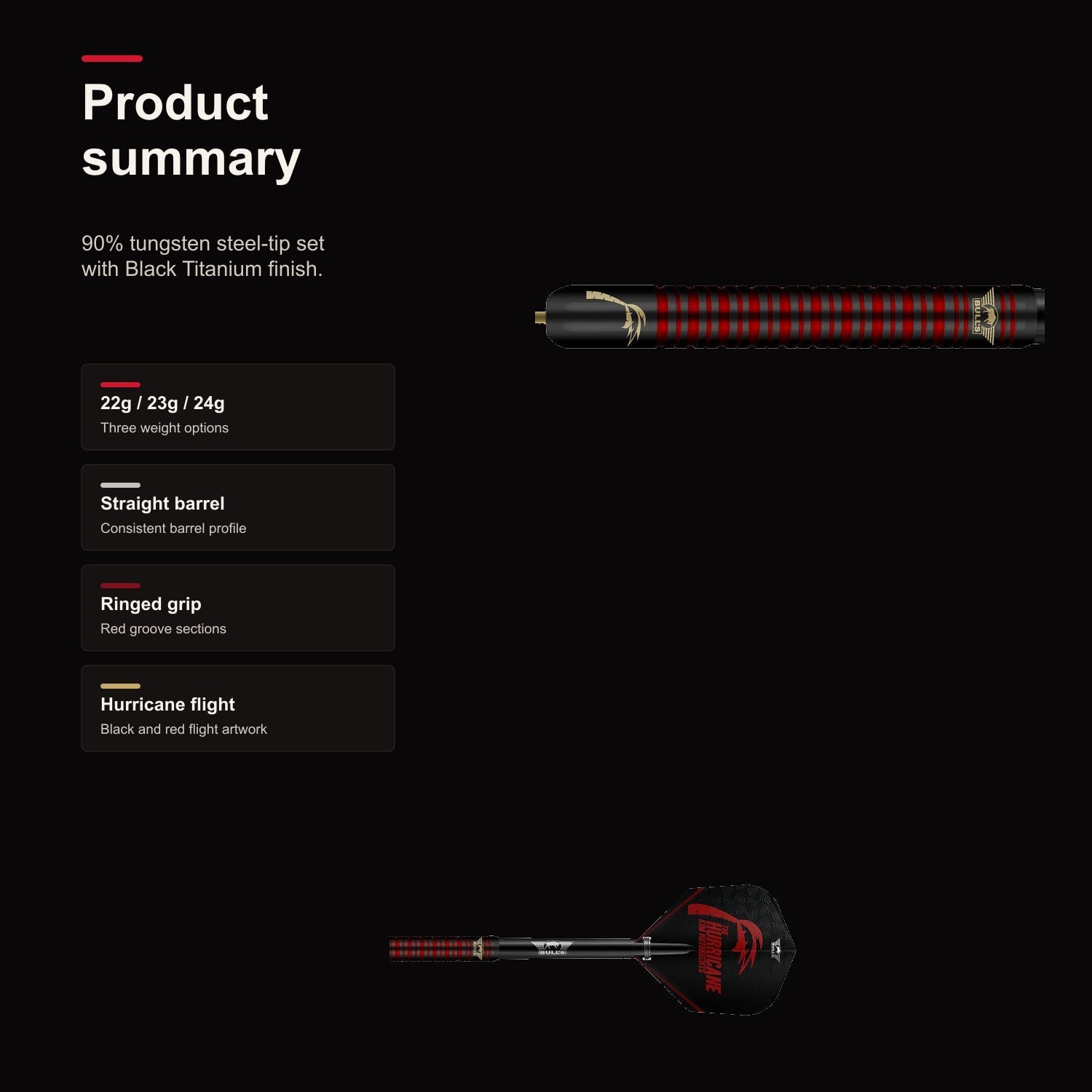 Bull's Kim Huybrechts 90% Black Titanium darts product summary