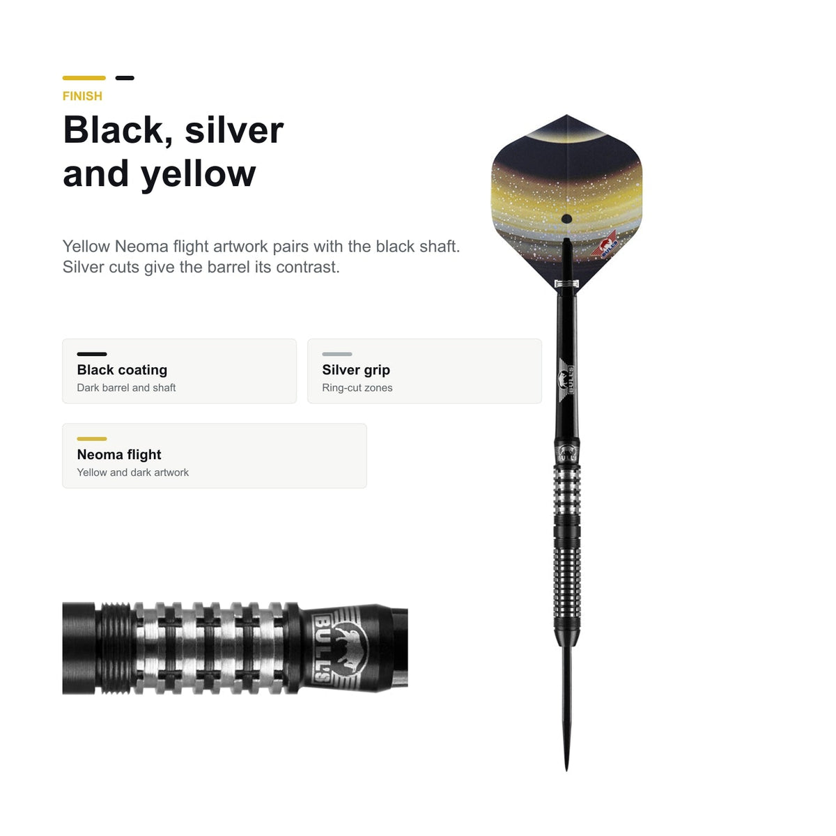 Bull's Luna Neoma 90% black silver yellow finish
