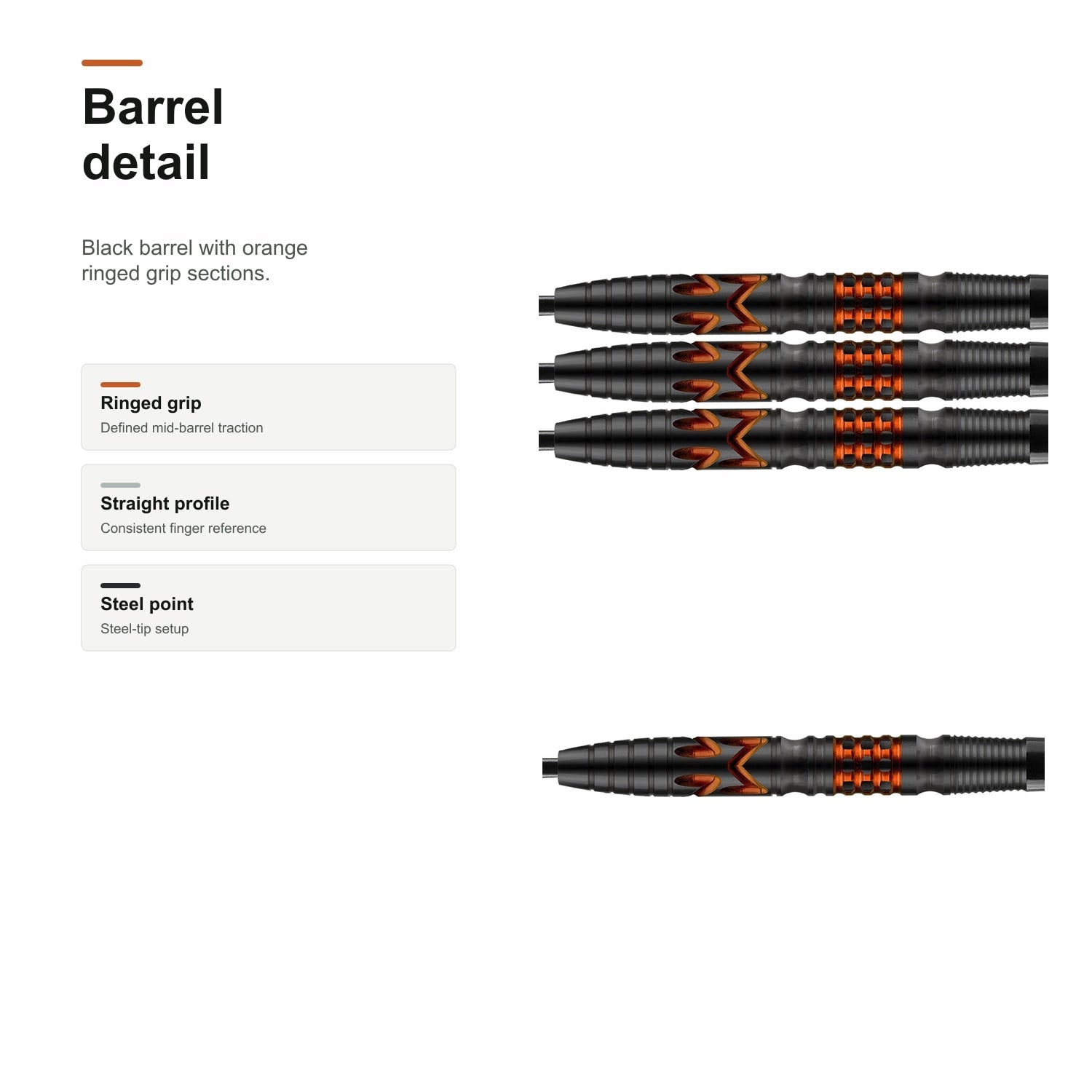 Bull's Martijn Kleermaker 90% darts black orange barrel detail