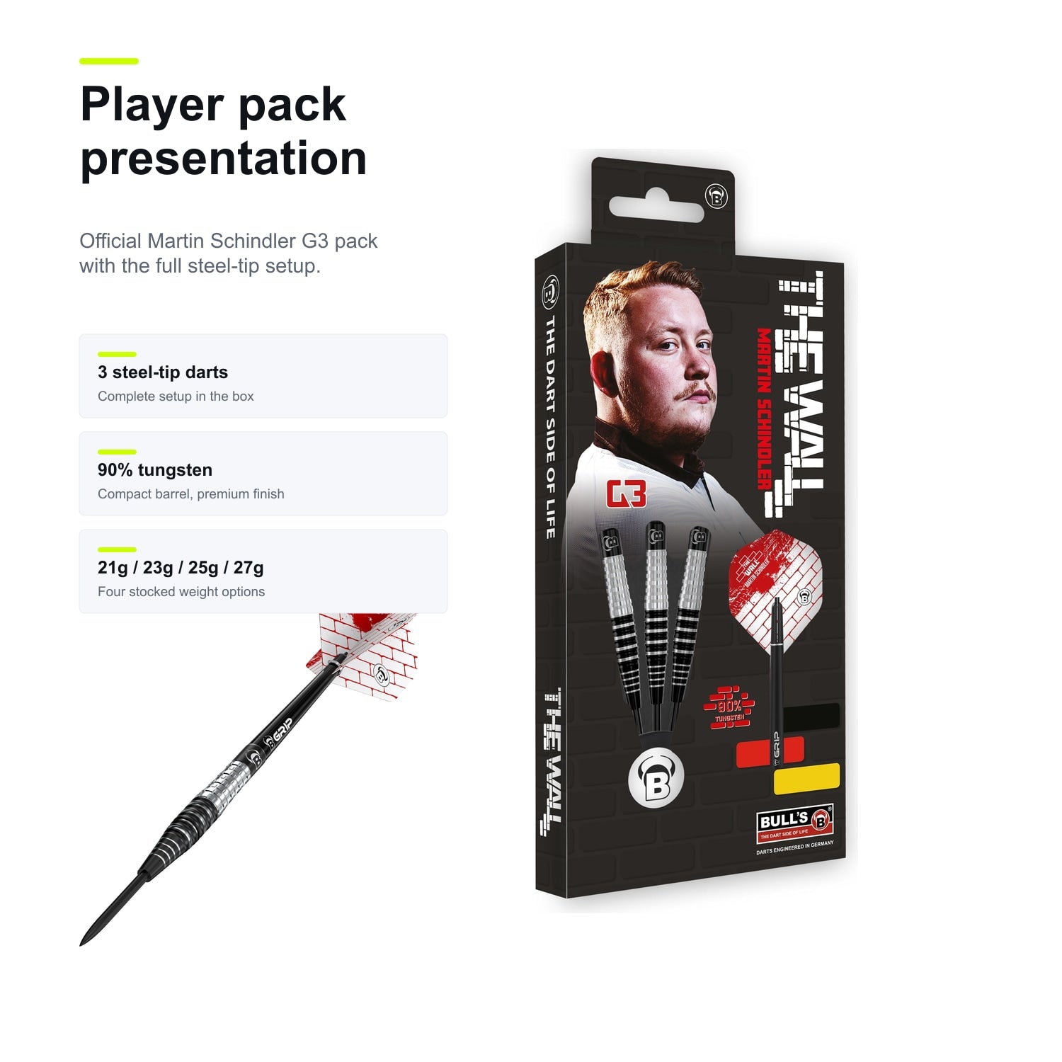 BULL'S Martin Schindler Generation 3 90% player pack set