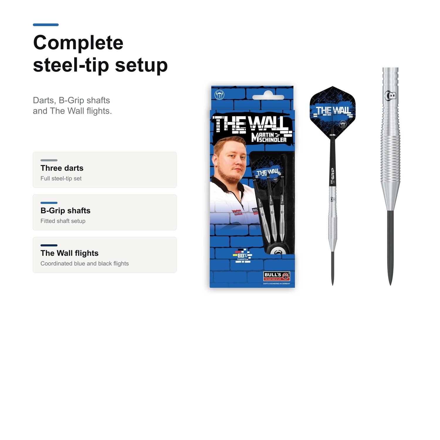 BULL'S Martin Schindler TW80 80% complete steel tip setup