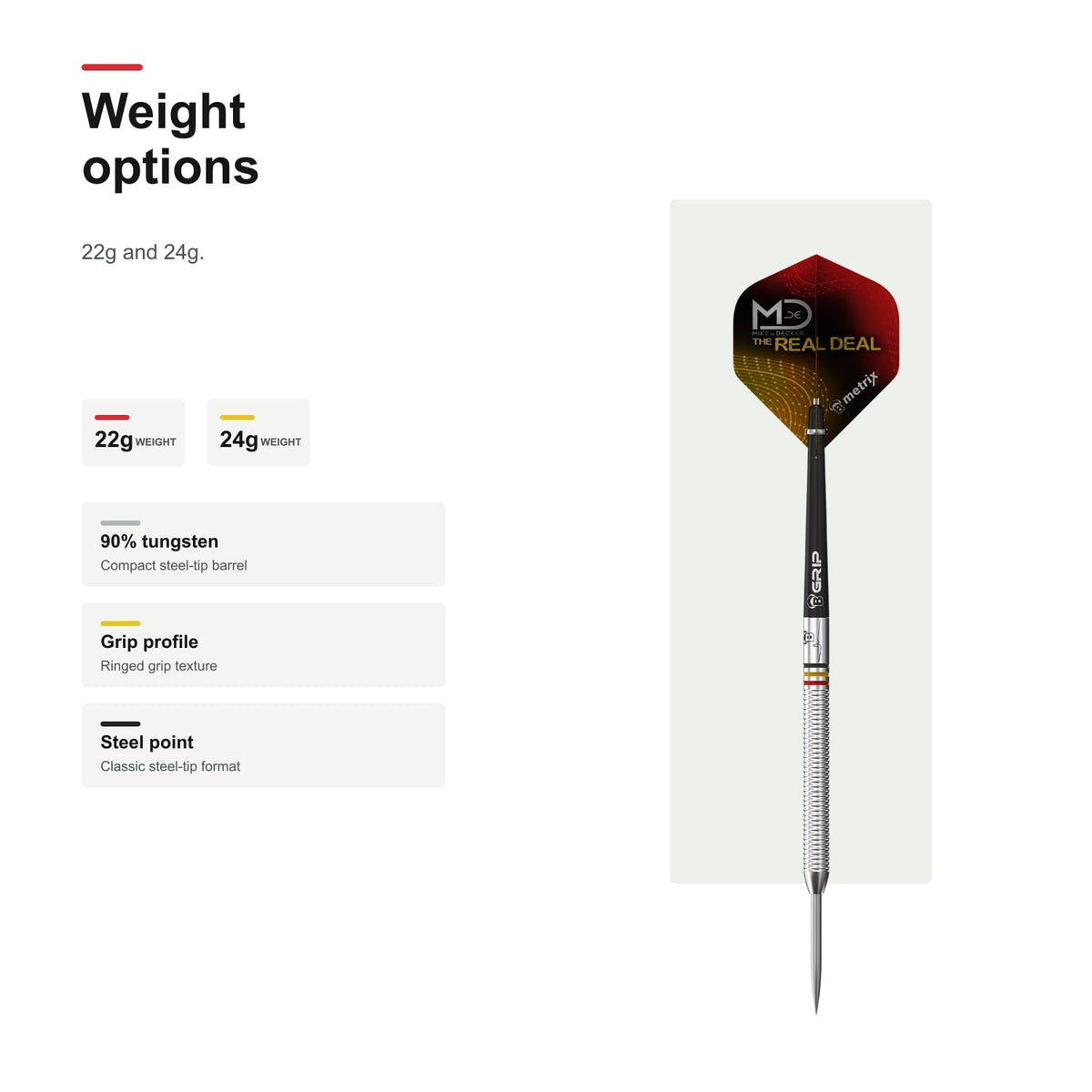 Bull's Mike de Decker 90% Tungsten 22g and 24g darts