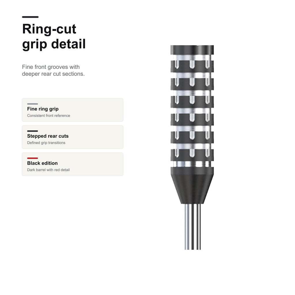 BULL'S Krzysztof Ratajski Generation 2 Black Edition 90% ring-cut grip detail