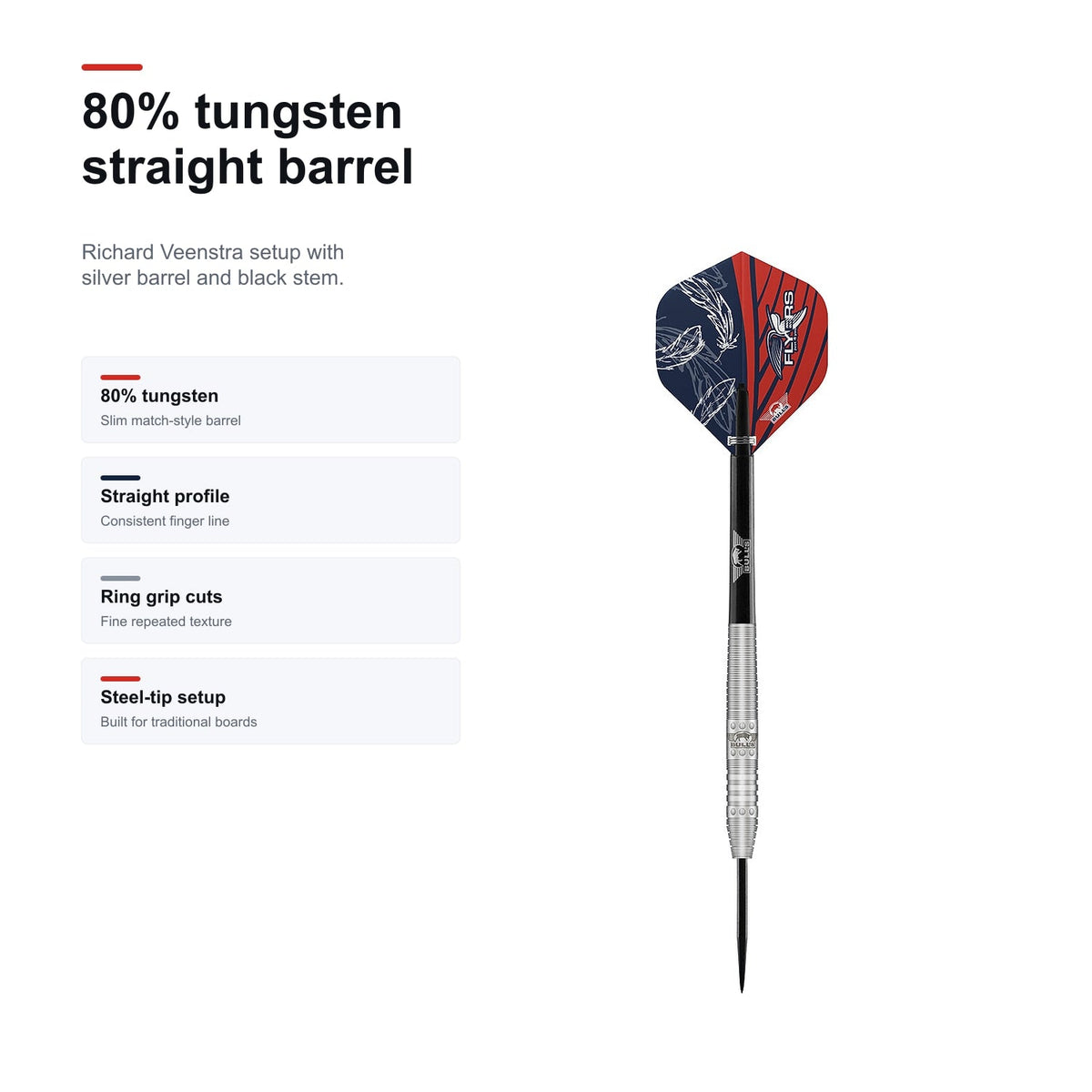 Bull's Richard Veenstra 80% tungsten straight barrel profile