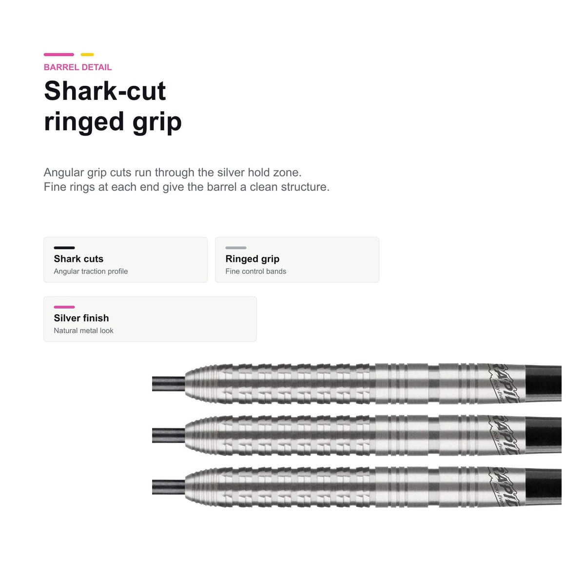 Bull's Ricky Evans Natural 80% shark-cut ringed grip detail