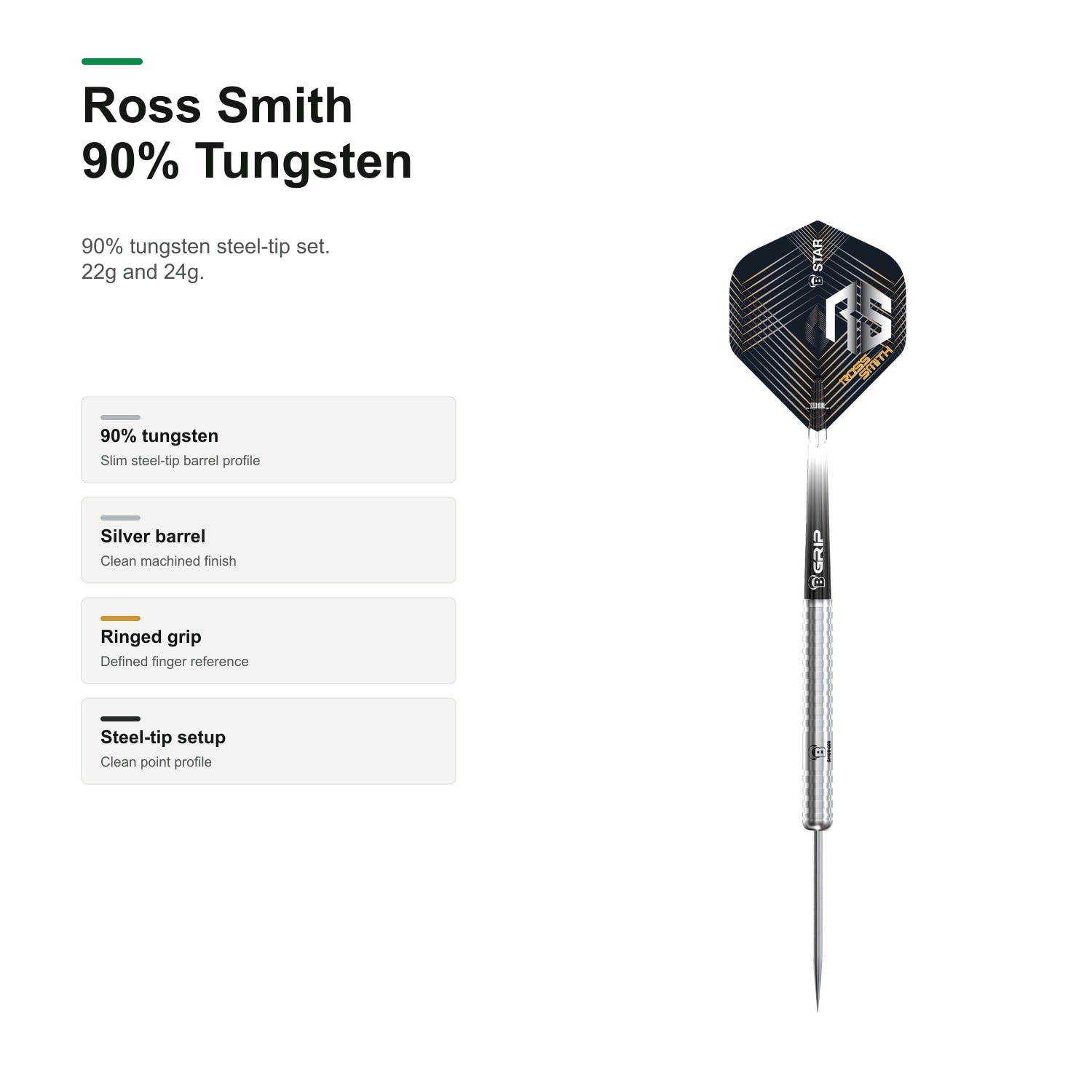 Bull's Ross Smith Steel Darts 90% Tungsten product profile