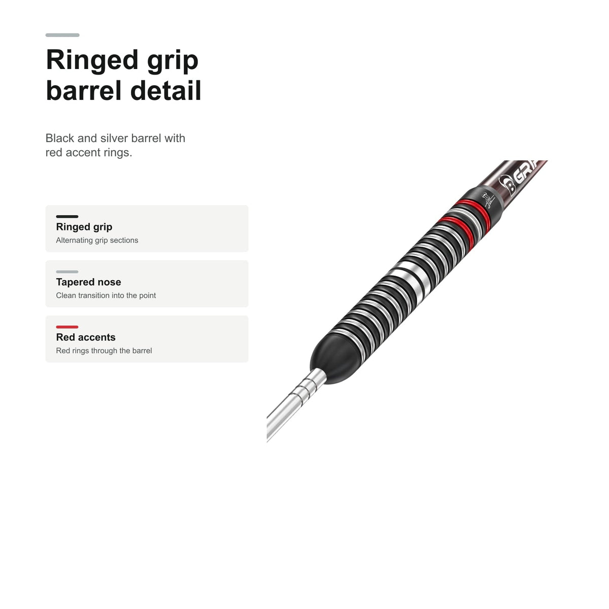 Bull's Rowby-John Rodriguez 90% Tungsten ringed grip barrel detail